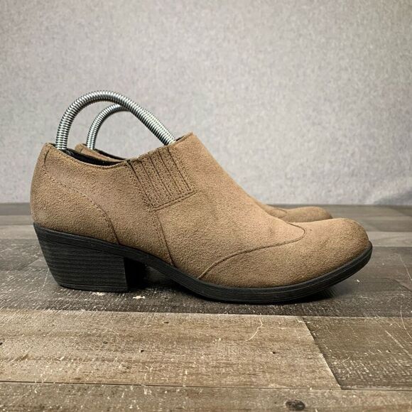 Korks by Kork Ease Women’s Size 8.5 Suede Ankle Booties Tan Slip On Block Heel - Picture 1 of 11